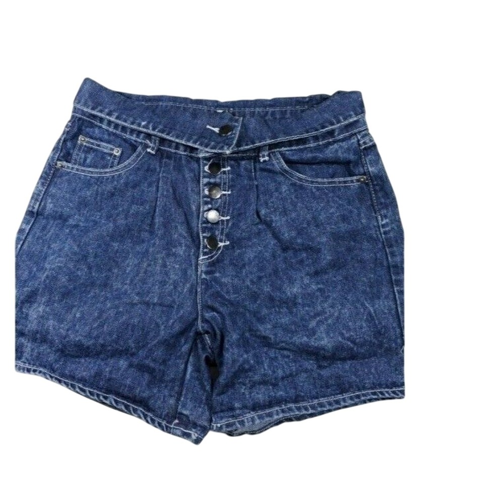 Forever 21 Shorts 26 Womans Button Fly High Rise Vintage Look Blue Casual